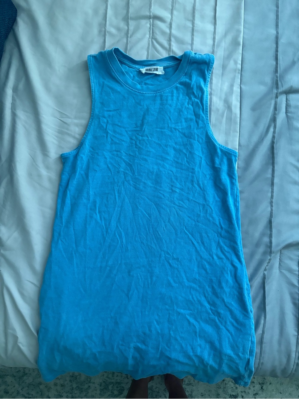Double Zero Bright Blue Ribbed Tank Dress